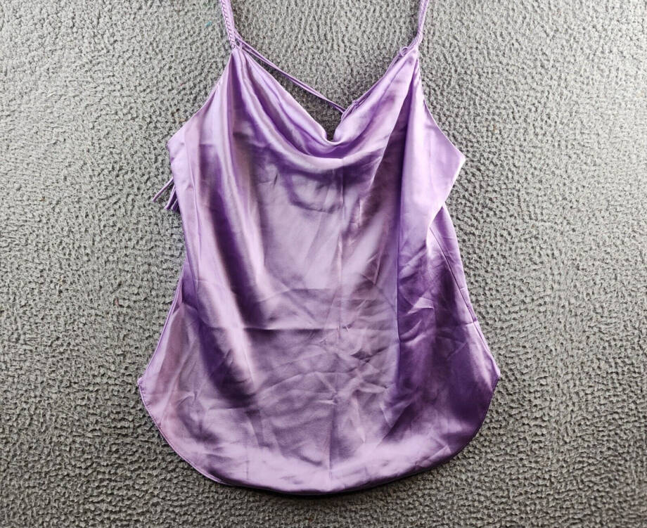 Cinq à Sept Braided Marta Silk Cami Women's L Lilac Wine Cowl Neck Sleeveless