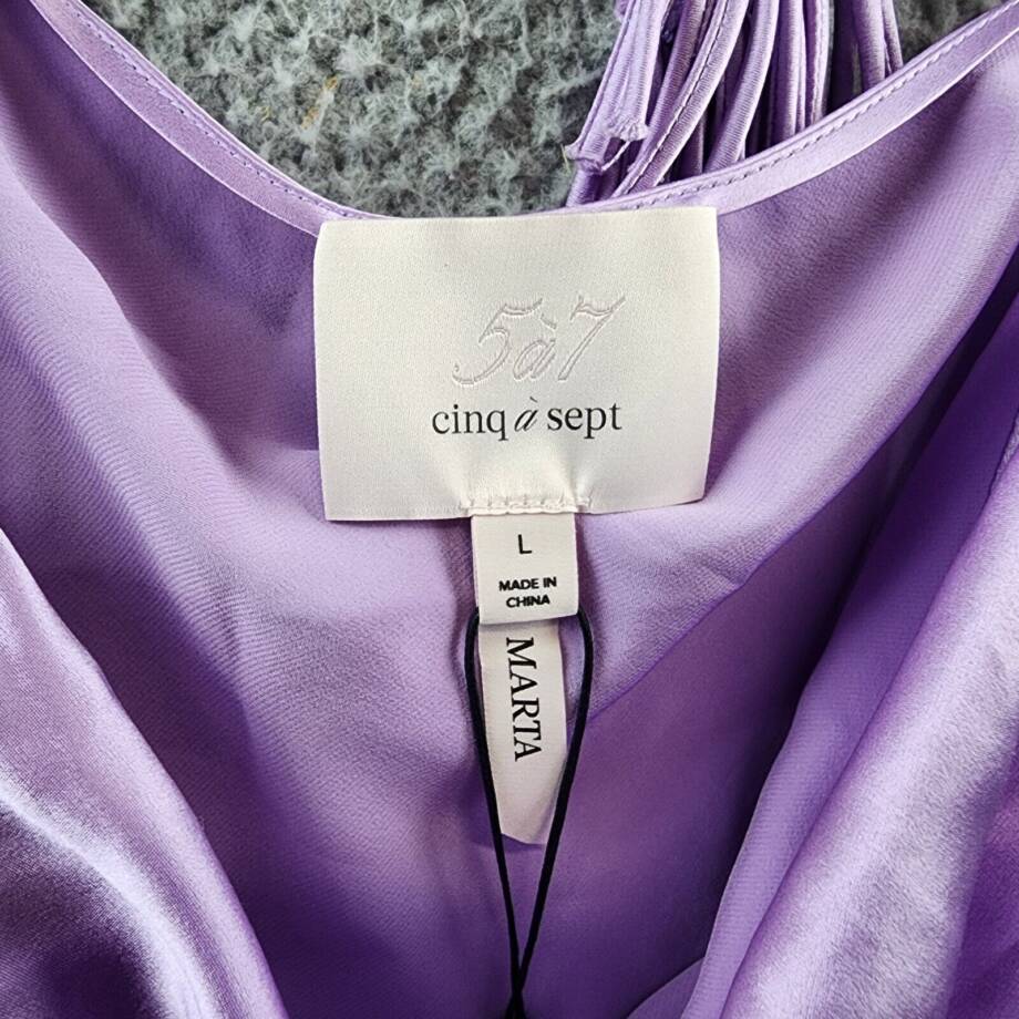 Cinq à Sept Braided Marta Silk Cami Women's L Lilac Wine Cowl Neck Sleeveless