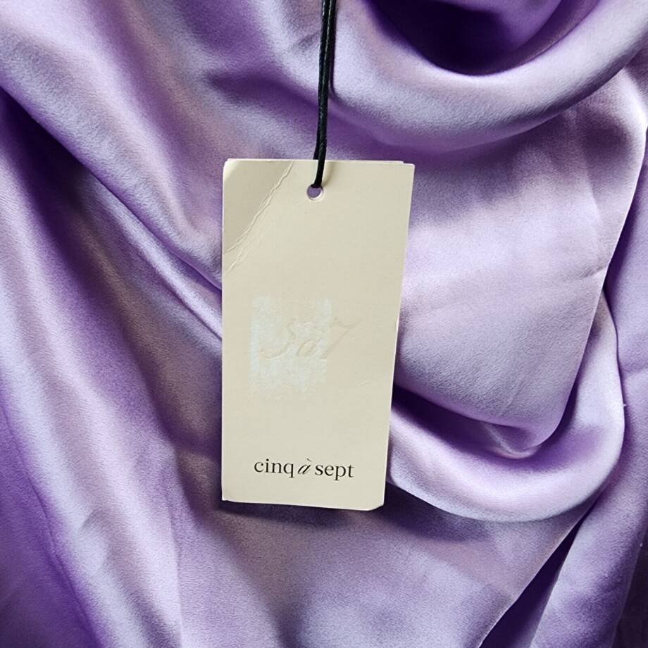 Cinq à Sept Braided Marta Silk Cami Women's L Lilac Wine Cowl Neck Sleeveless