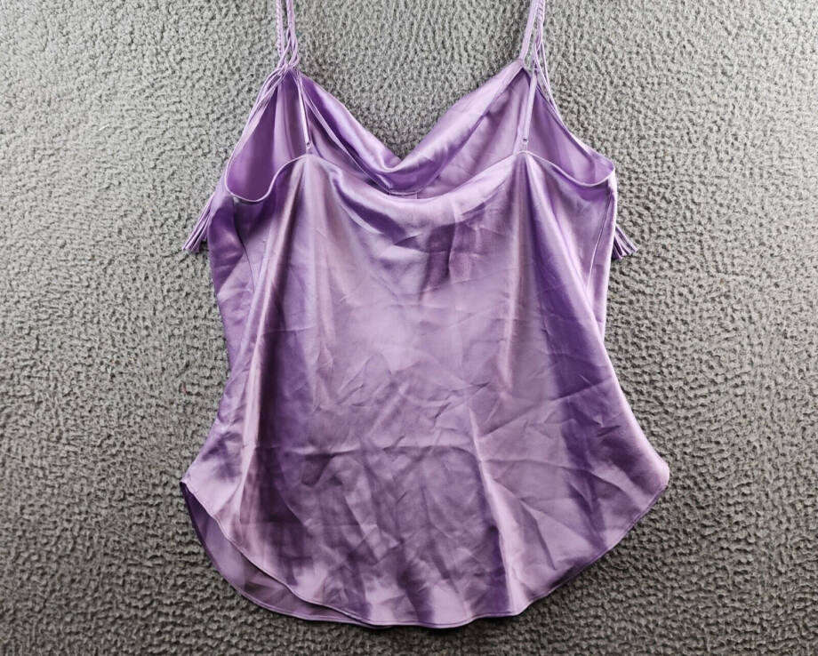 Cinq à Sept Braided Marta Silk Cami Women's L Lilac Wine Cowl Neck Sleeveless
