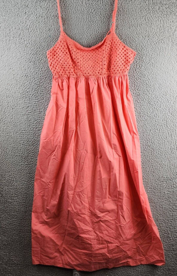 Rails Meeka Crochet-Trimmed Maxi Dress Women's L Hot Coral Square Neck Lace Up