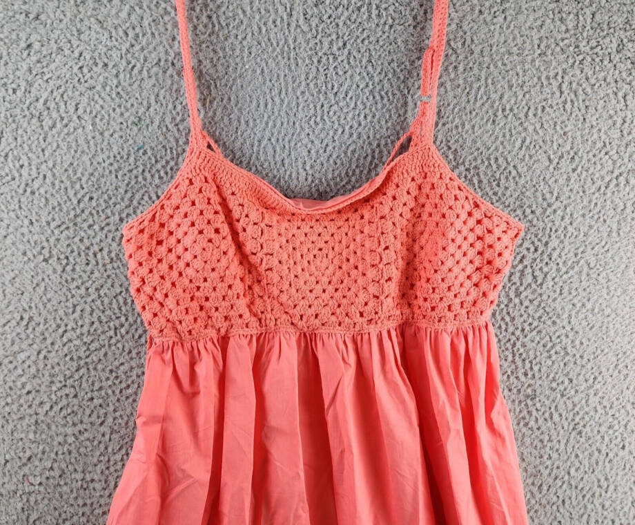 Rails Meeka Crochet-Trimmed Maxi Dress Women's L Hot Coral Square Neck Lace Up