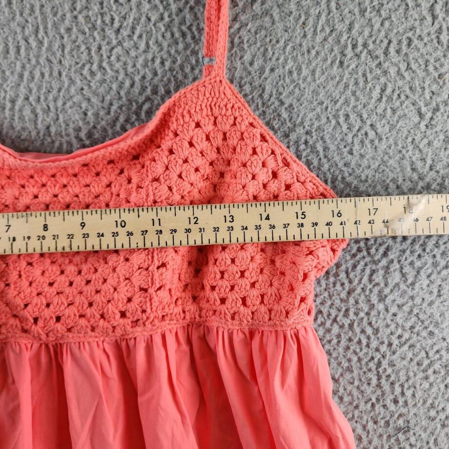 Rails Meeka Crochet-Trimmed Maxi Dress Women's L Hot Coral Square Neck Lace Up