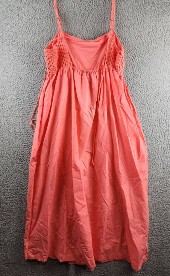 Rails Meeka Crochet-Trimmed Maxi Dress Women's L Hot Coral Square Neck Lace Up