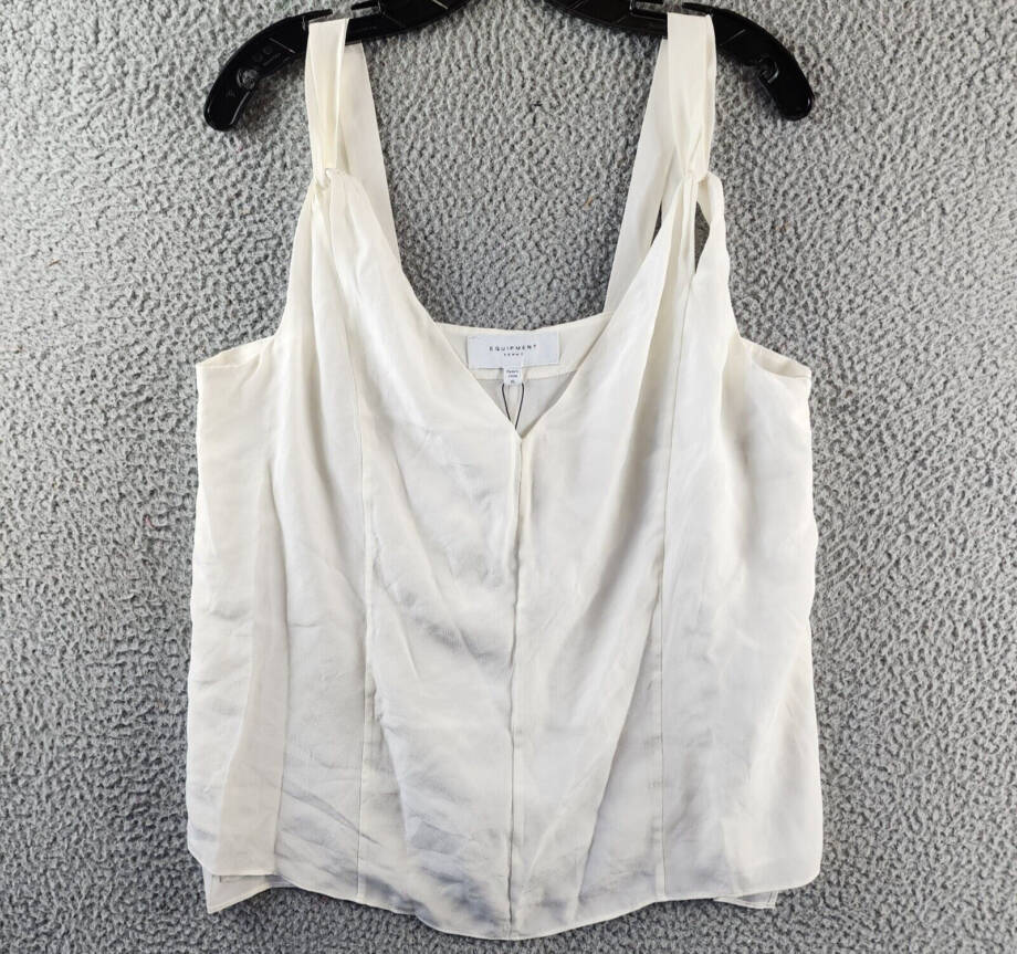 Equipment Femme Hadley Silk Top Women's XL Nature White Sleeveless Pullover
