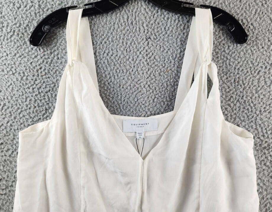 Equipment Femme Hadley Silk Top Women's XL Nature White Sleeveless Pullover