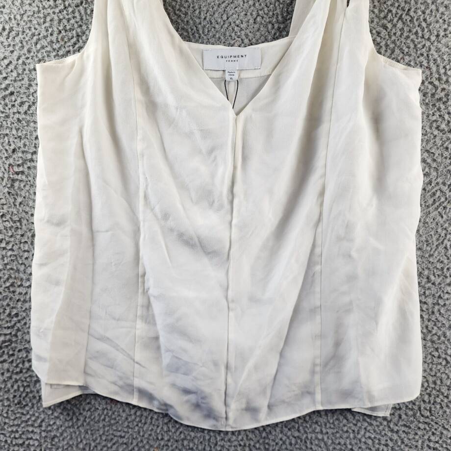 Equipment Femme Hadley Silk Top Women's XL Nature White Sleeveless Pullover