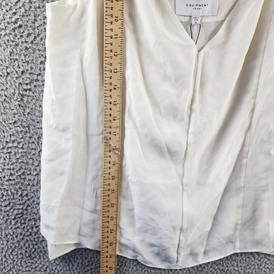 Equipment Femme Hadley Silk Top Women's XL Nature White Sleeveless Pullover