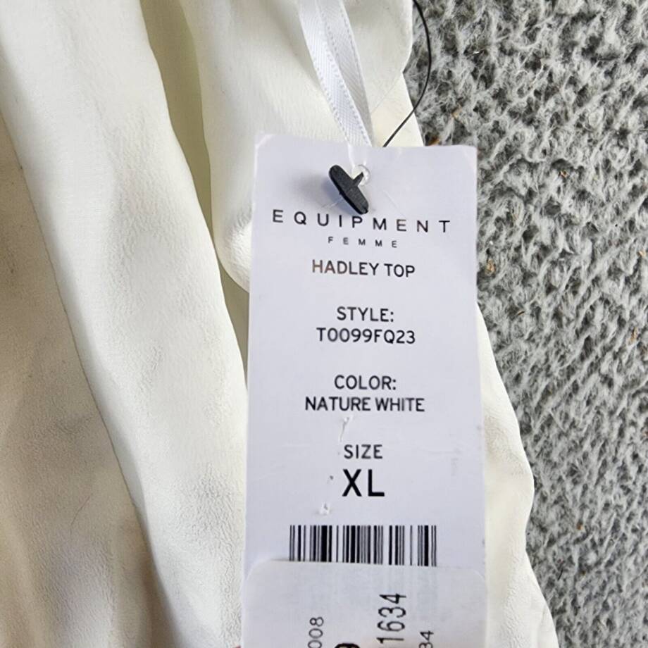 Equipment Femme Hadley Silk Top Women's XL Nature White Sleeveless Pullover
