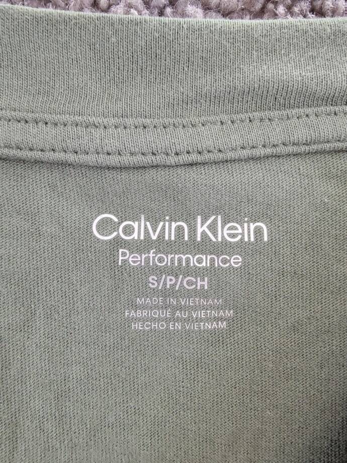 Calvin Klein Long-Sleeve Crew Neck T-Shirt Women's Small Thyme Solid Pullover
