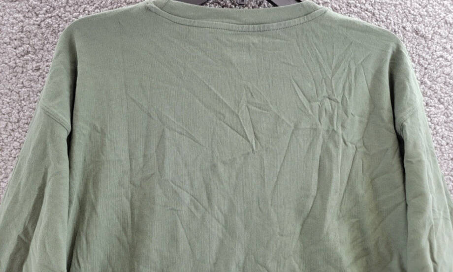 Calvin Klein Long-Sleeve Crew Neck T-Shirt Women's Small Thyme Solid Pullover