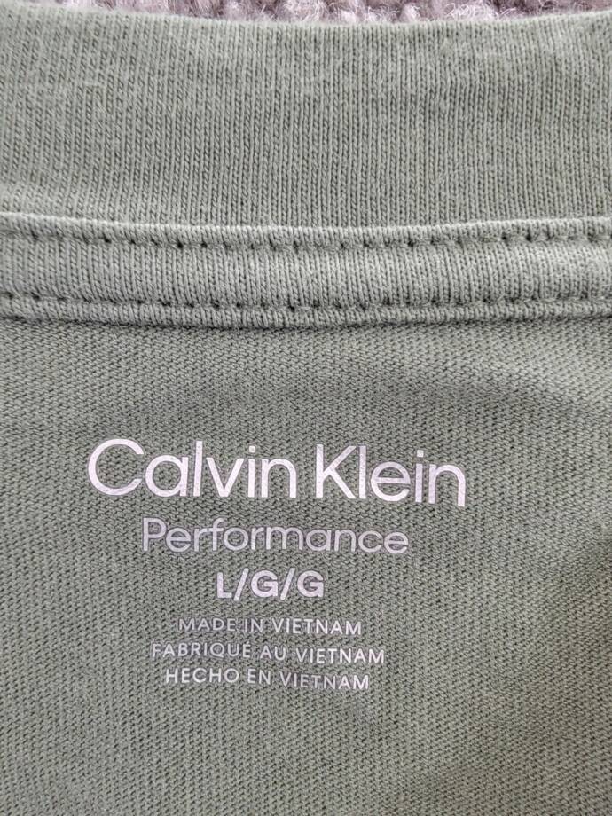 Calvin Klein Performance Long Sleeve Crew Neck Top Women's L Olive Green Solid