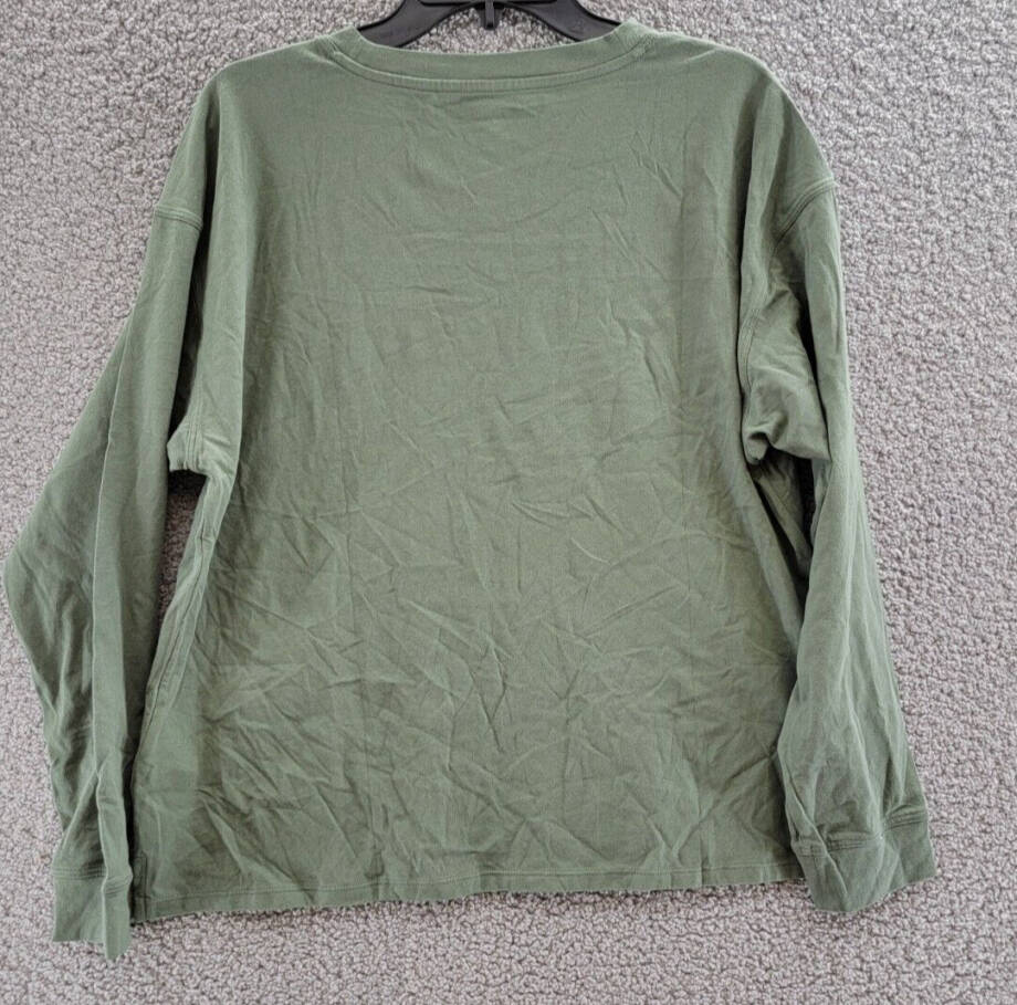 Calvin Klein Performance Long Sleeve Crew Neck Top Women's L Olive Green Solid