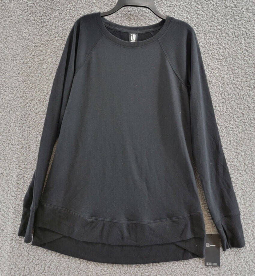 ID Ideology Active Butter Long-Sleeve Thumbhole Tunic Top Women's XS Deep Black