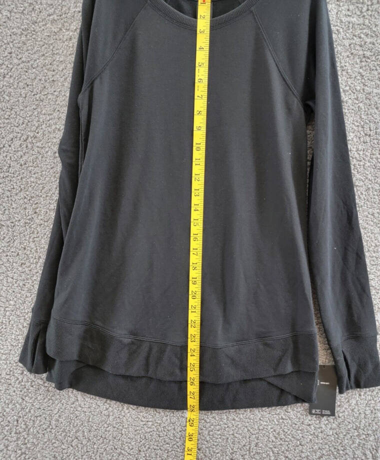 ID Ideology Active Butter Long-Sleeve Thumbhole Tunic Top Women's XS Deep Black