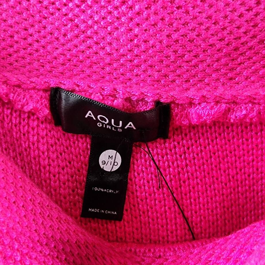 AQUA Crochet A-Line Skirt Girls' M (9-10) Hot Pink Solid Elastic Waist Pull On