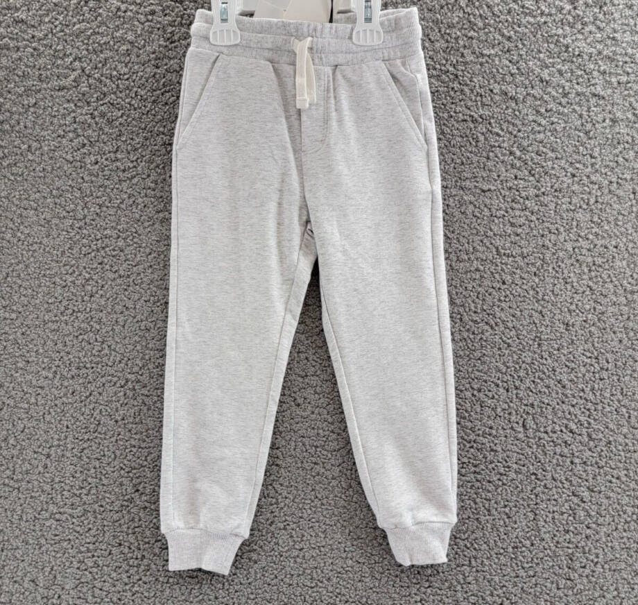 Miles The Label Fleece Jogger Pants Boys 5Y Light Heather Grey Drawstring Waist