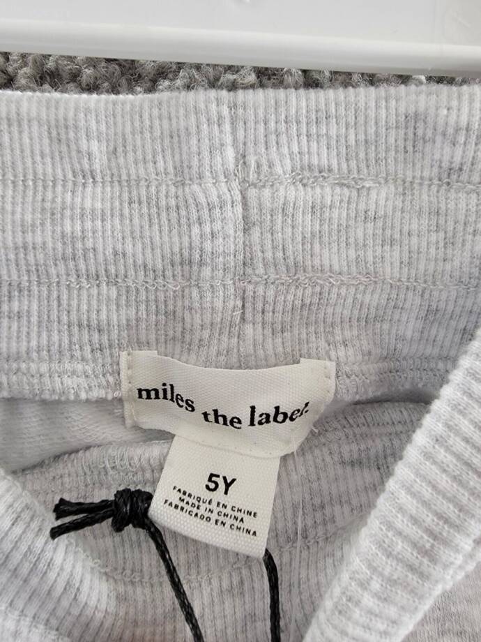 Miles The Label Fleece Jogger Pants Boys 5Y Light Heather Grey Drawstring Waist