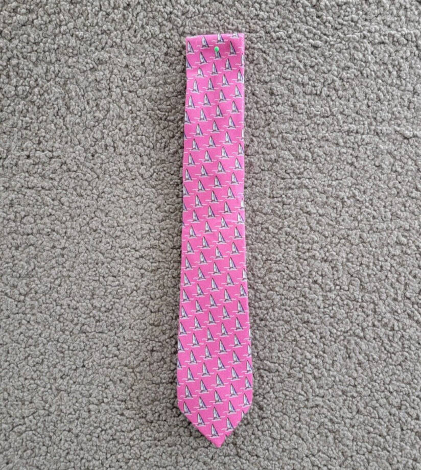 Lauren Ralph Lauren Silk Blend Classic Sailboat Tie Boys Pink/Blue Keeper Loop~