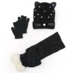 Inmocean Rainbow Sugar Critter Kitty Hat, Gloves & Scarf Set Big Girls Black~