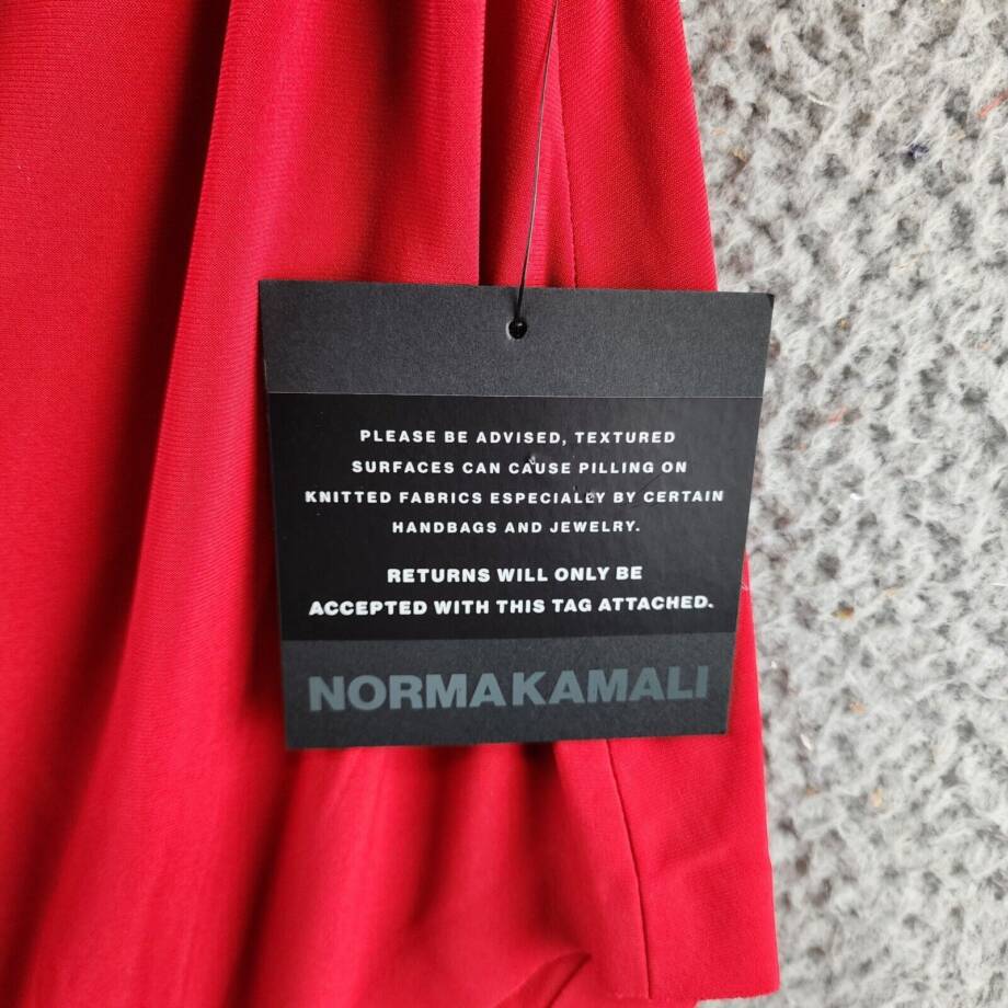 Norma Kamali Marissa Wide Slit Gown Women's L/40 Tiger Red Scoop Neck Pullover