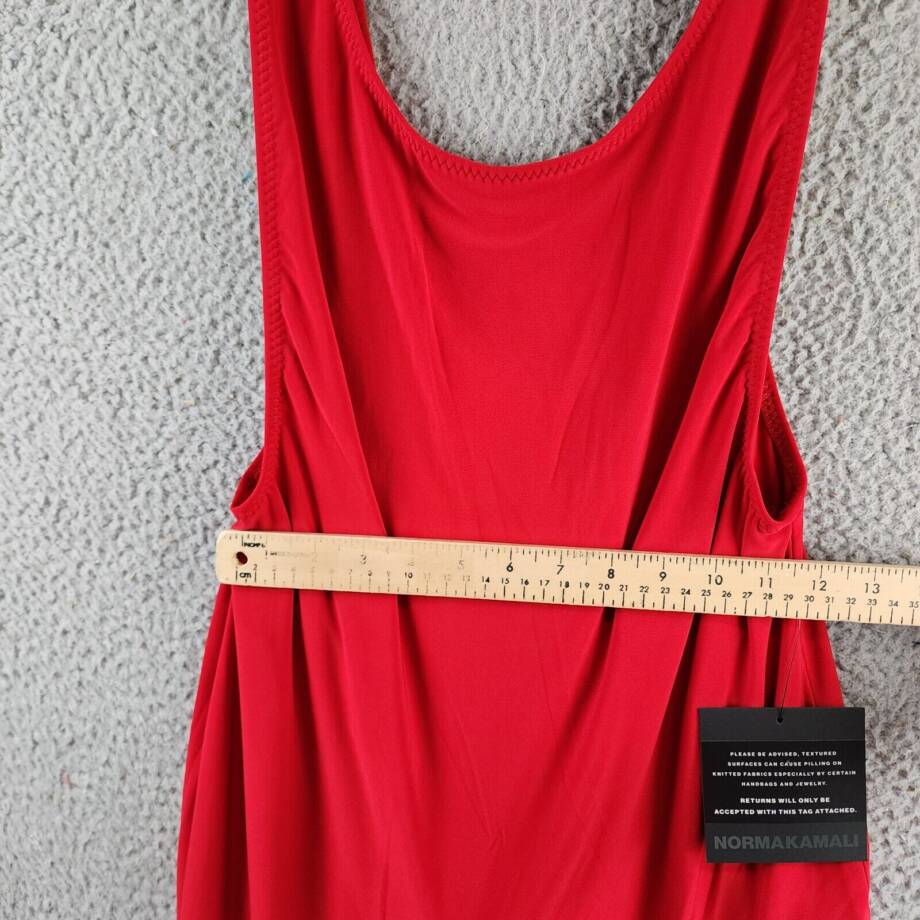 Norma Kamali Marissa Wide Slit Gown Women's L/40 Tiger Red Scoop Neck Pullover