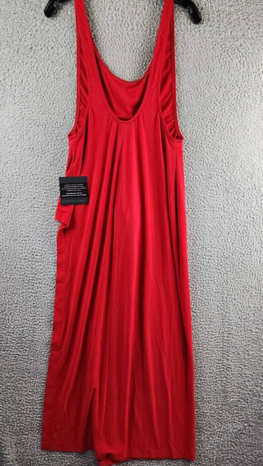 Norma Kamali Marissa Wide Slit Gown Women's L/40 Tiger Red Scoop Neck Pullover