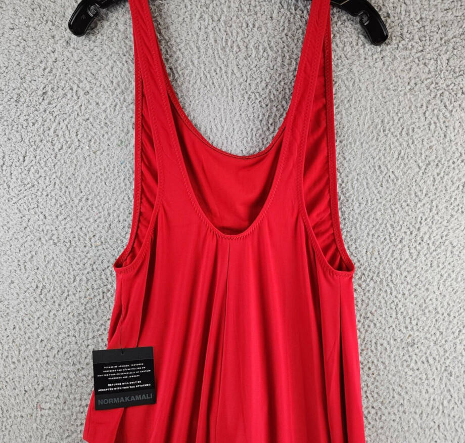 Norma Kamali Marissa Wide Slit Gown Women's L/40 Tiger Red Scoop Neck Pullover
