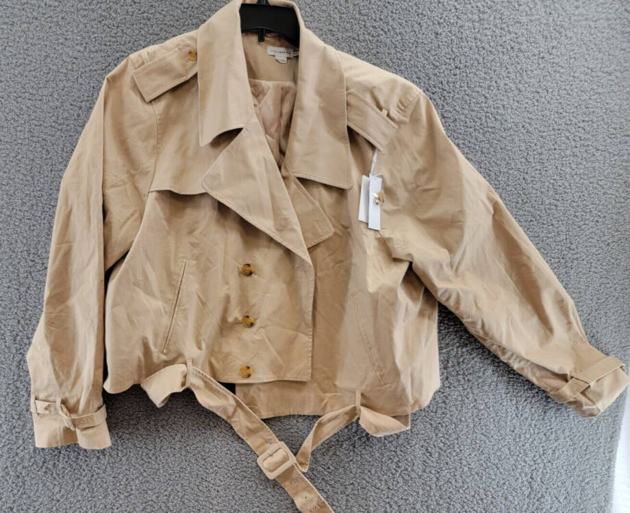 Good American Chino Cropped Trench Jacket Women's 4XL/5XL Champagne Flap Collar