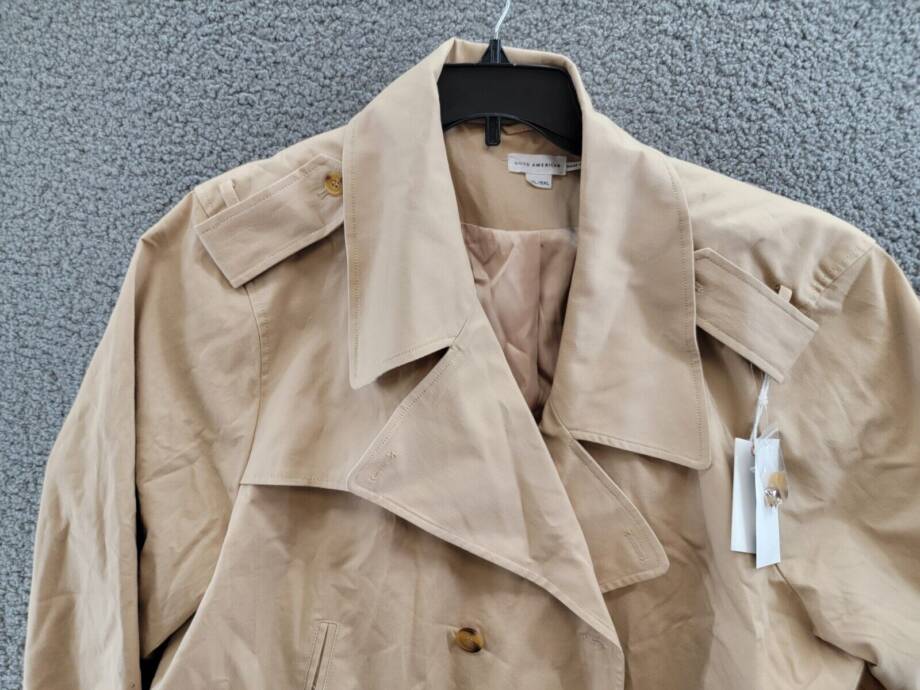 Good American Chino Cropped Trench Jacket Women's 4XL/5XL Champagne Flap Collar