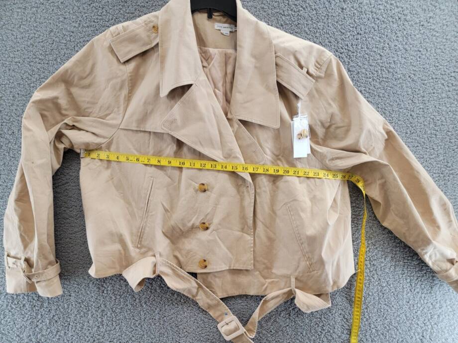 Good American Chino Cropped Trench Jacket Women's 4XL/5XL Champagne Flap Collar