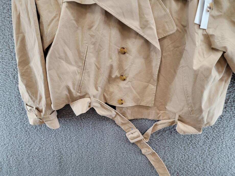 Good American Chino Cropped Trench Jacket Women's 4XL/5XL Champagne Flap Collar