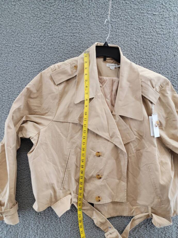 Good American Chino Cropped Trench Jacket Women's 4XL/5XL Champagne Flap Collar
