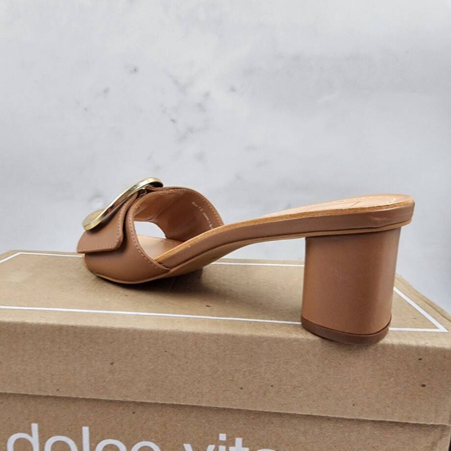 DOLCE VITA Laika Leather Slip-on Heels Women's 7.5 Cider Buckle Accent At Front
