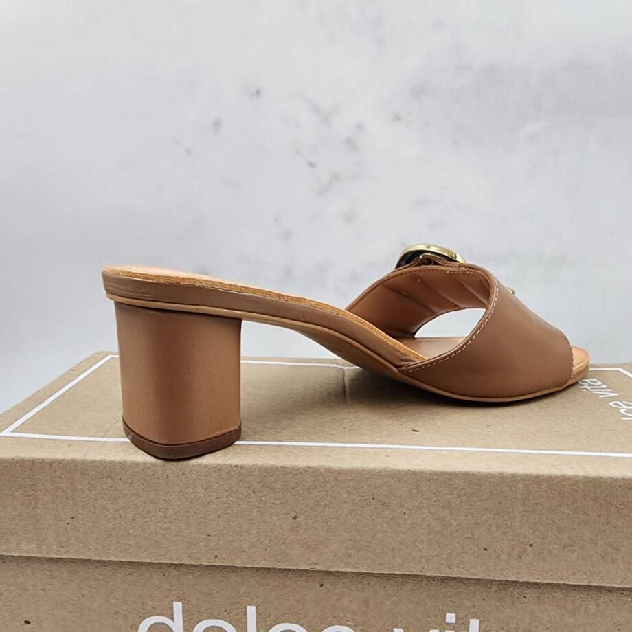 DOLCE VITA Laika Leather Slip-on Heels Women's 7.5 Cider Buckle Accent At Front