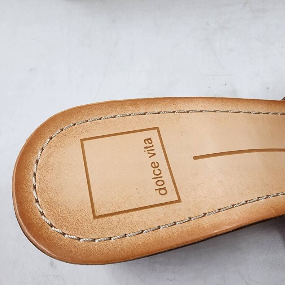 DOLCE VITA Laika Leather Slip-on Heels Women's 7.5 Cider Buckle Accent At Front