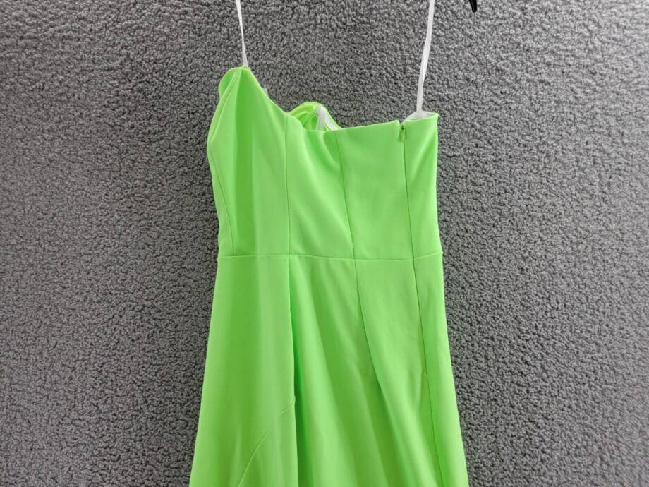 AQUA Strapless Formal Evening Dress Women's 4 Neon Green Slit Front Zip Closure~