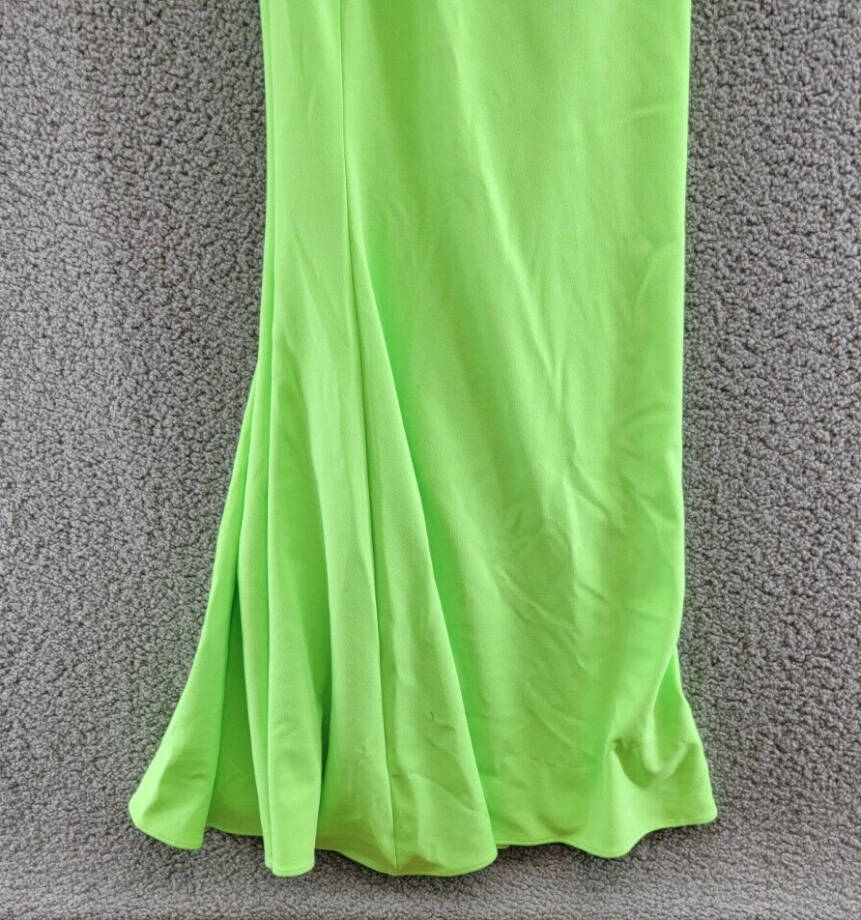 AQUA Strapless Formal Evening Dress Women's 4 Neon Green Slit Front Zip Closure~