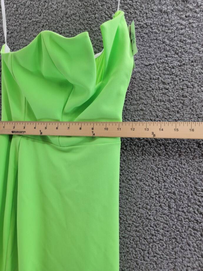 AQUA Strapless Formal Evening Dress Women's 4 Neon Green Slit Front Zip Closure~