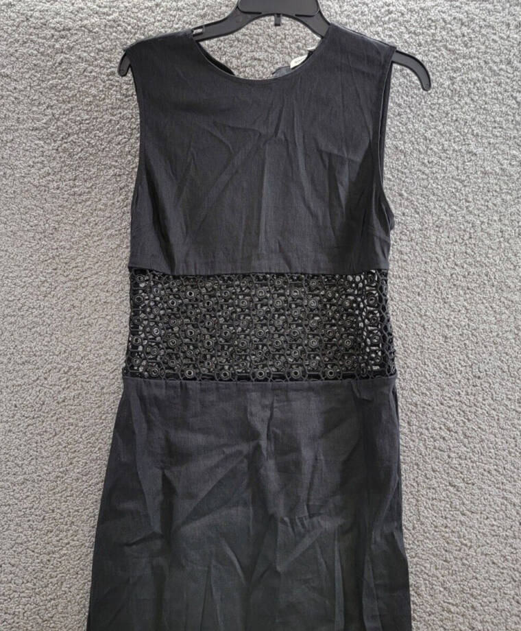 SIMKHAI Ginza Sleeveless Openwork Maxi Dress Women's L Black Openwork Panel