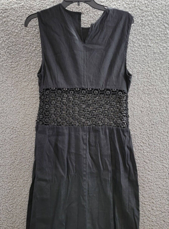 SIMKHAI Ginza Sleeveless Openwork Maxi Dress Women's L Black Openwork Panel
