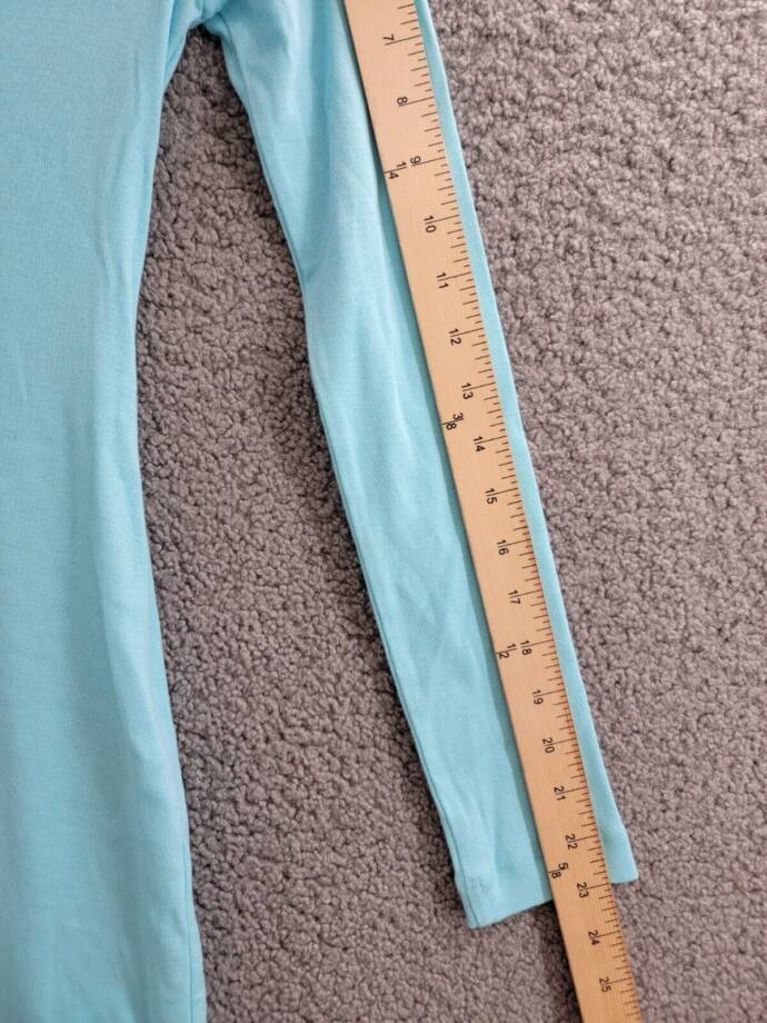 Rosetta Getty Long Sleeve Polo Dress Women's XS Aqua Solid Collared Pullover