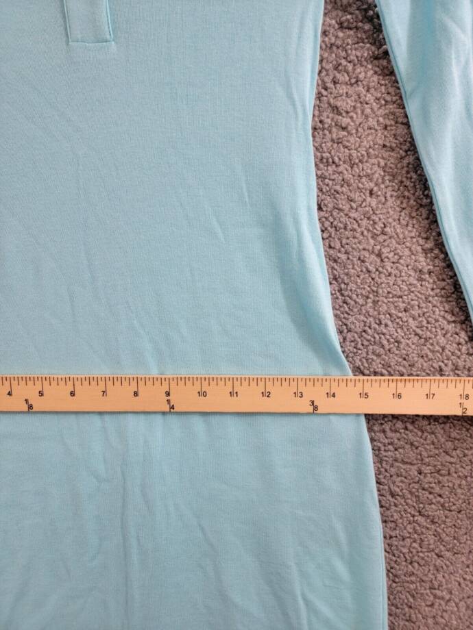 Rosetta Getty Long Sleeve Polo Dress Women's XS Aqua Solid Collared Pullover