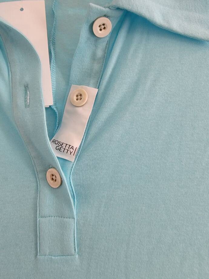 Rosetta Getty Long Sleeve Polo Dress Women's XS Aqua Solid Collared Pullover