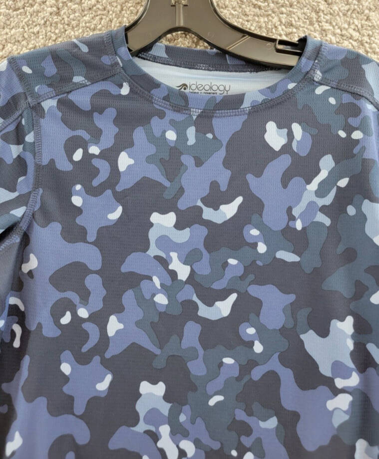 ID Ideology Camo-Print Short Sleeve T-Shirt Boys M Indigo Sea Pullover Style
