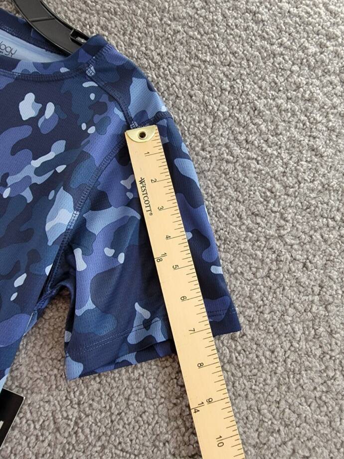 ID Ideology Camo-Print Short Sleeve T-Shirt Boys M Indigo Sea Pullover Style