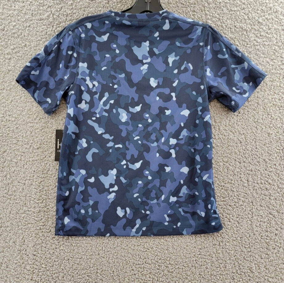 ID Ideology Camo-Print Short Sleeve T-Shirt Boys M Indigo Sea Pullover Style