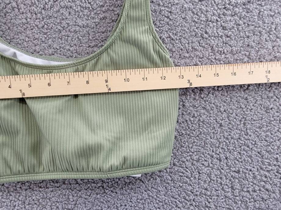 Salt + Cove Rib Long-Line Bikini Top Juniors L Olive Green Scoop Neck Pullover
