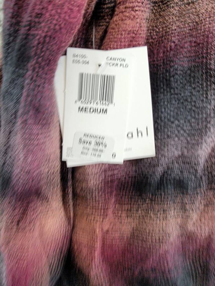 Bella Dahl Smocked Neck Pullover Top Women's M Canyon Pucker Plaid Long Sleeve