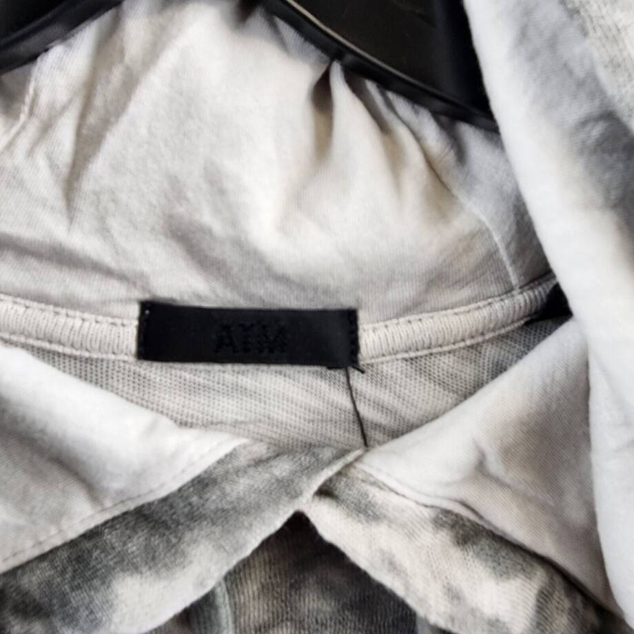 ATM Slub Jersey Smoke Print Destroyed Hoodie Men's L Silver/Smoke Drawstring L/S